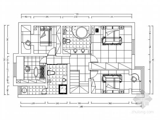 [原创]复古新中式复式三居室内设计cad施工图